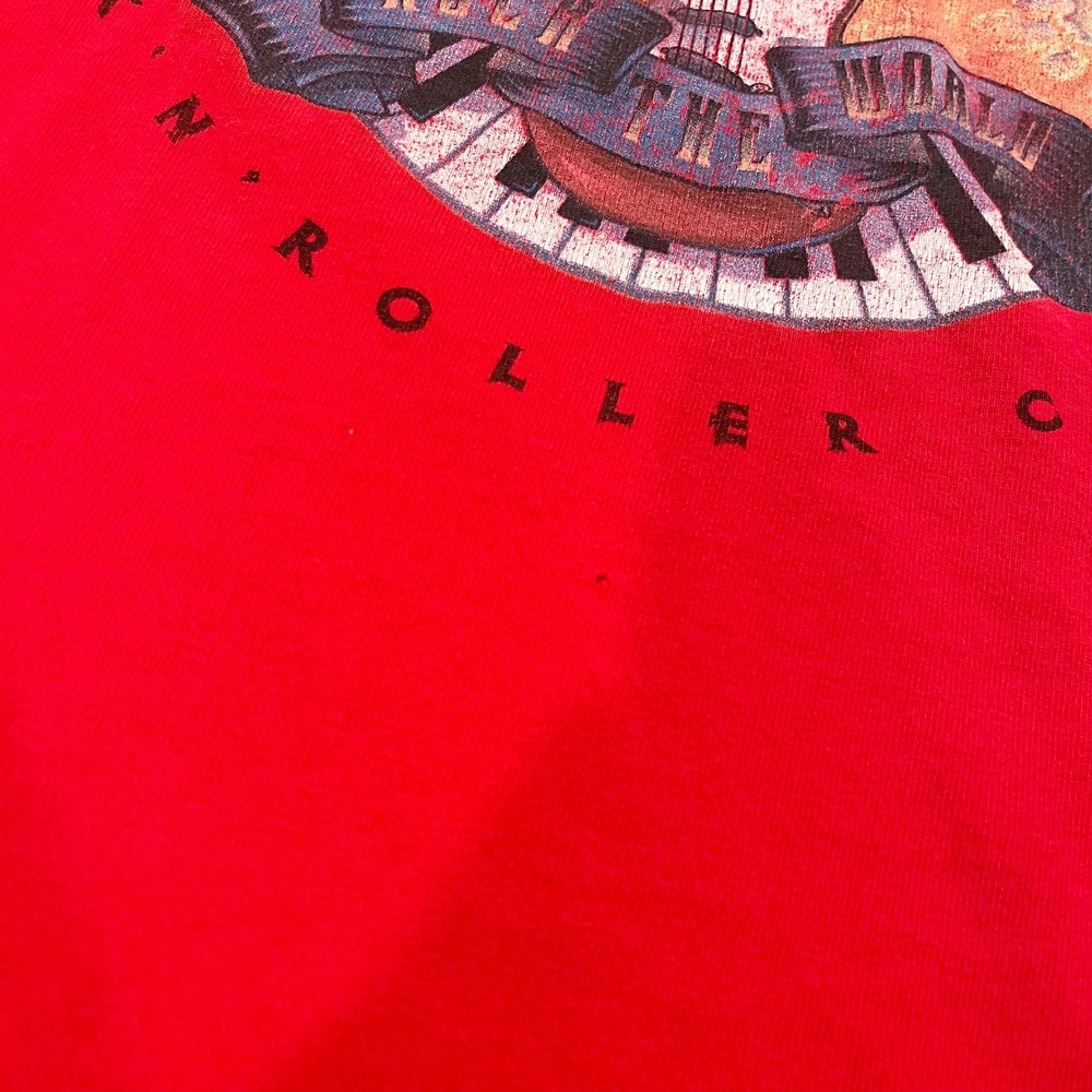 Vintage Disney Rock n Roller Coaster Red Graphic Tee Y2K Angel Wings Kids Large - Picture 7 of 12